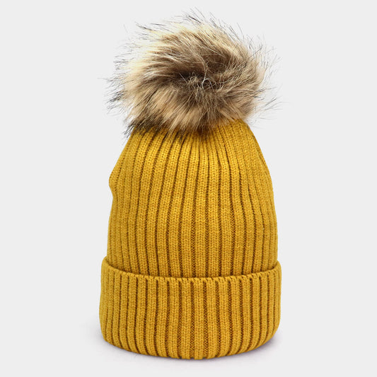HATEGORY Soft Knit Faux Pom Pom Beanie Hat