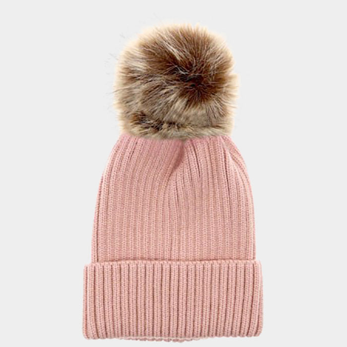 HATEGORY Soft Knit Faux Pom Pom Beanie Hat