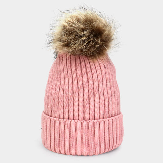 HATEGORY Soft Knit Faux Pom Pom Beanie Hat
