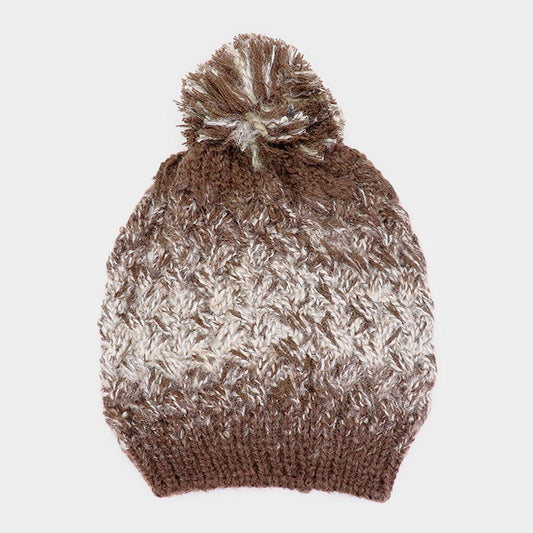 HATEGORY Cable knit Pom Pom Beanie Hat