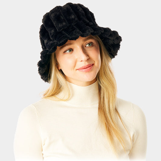 HATEGORY Soft Faux Fur Bucket Hat