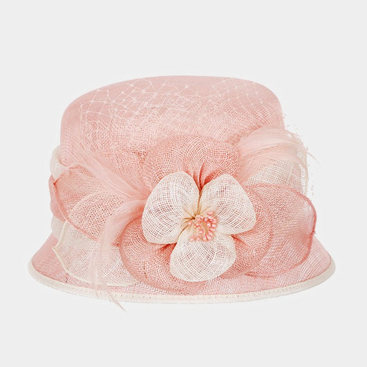 HATEGORY Two tone flower small brim sinamay hat