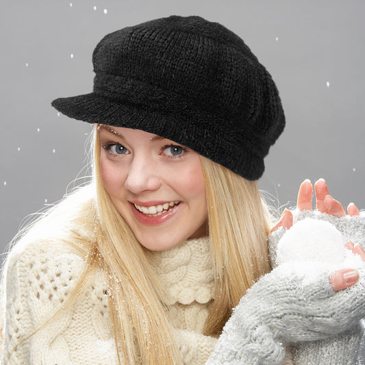 HATEGORY Cable Knit Newsboy Hat