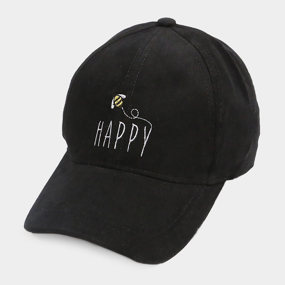 HATEGORY Honey Bee Happy Embroidery Baseball Cap
