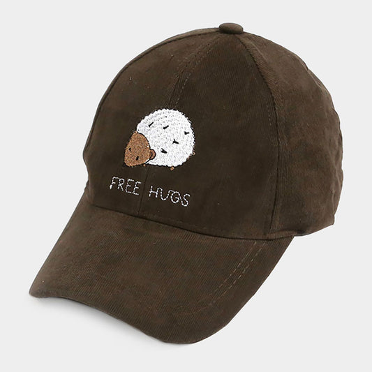 HATEGORY Hedgehog FREE HUGS Embroidery Baseball Cap