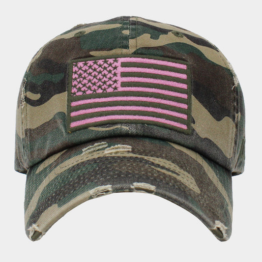 HATEGORY American USA Flag Camouflage Patterned Vintage Baseball Cap