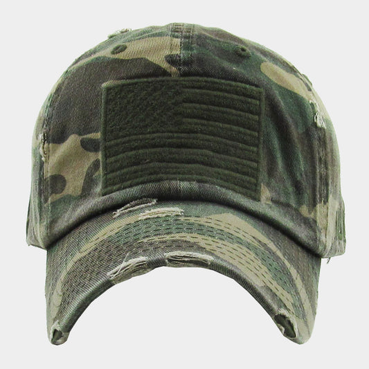 HATEGORY American USA Flag Camouflage Patterned Vintage Baseball Cap