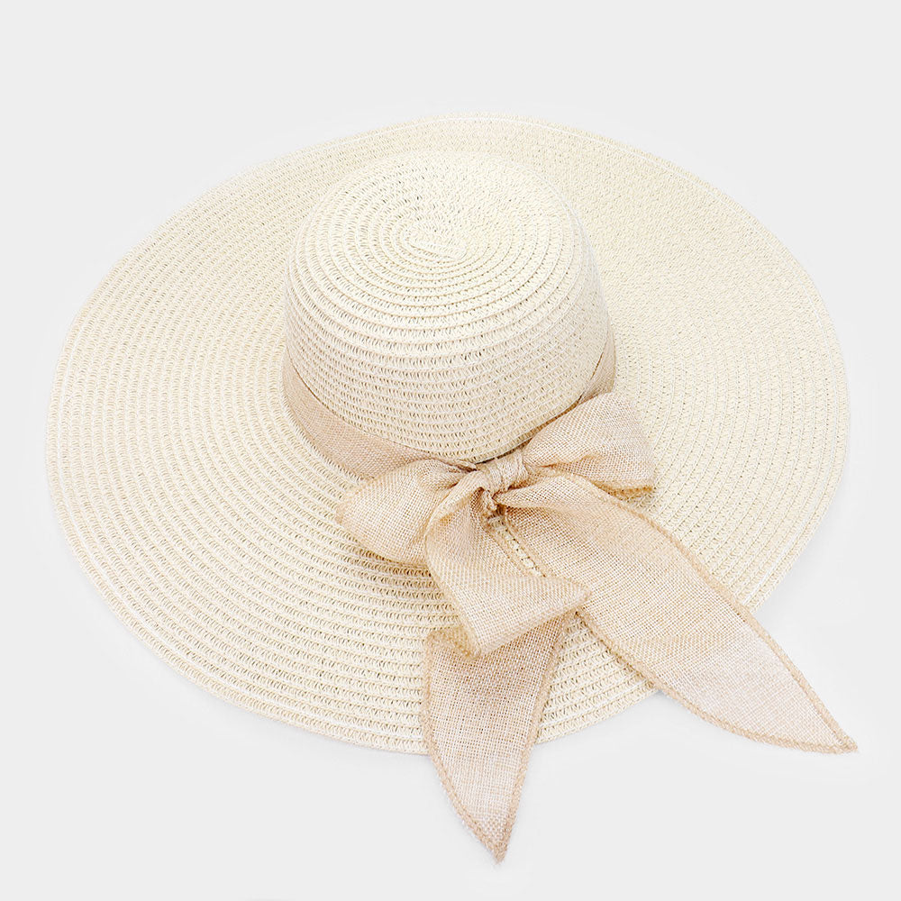 HATEGORY Bow Woven Straw Floppy Hat