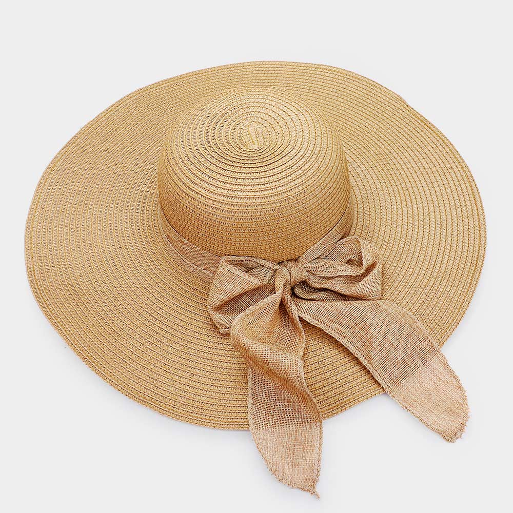 HATEGORY Bow Woven Straw Floppy Hat