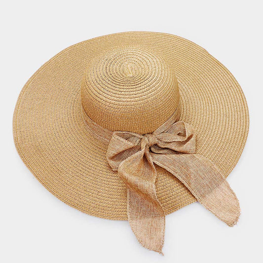 HATEGORY Bow Woven Straw Floppy Hat