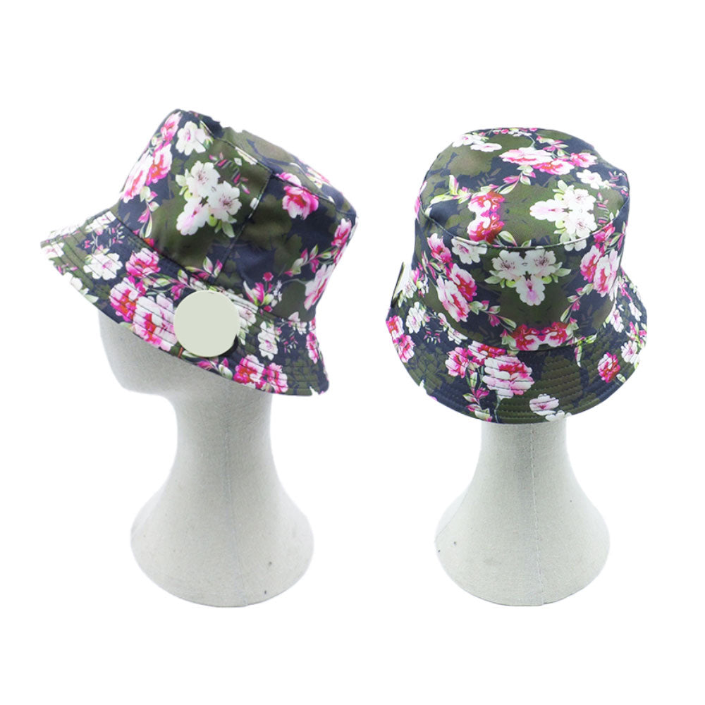 HATEGORY Reversible Flower Leaf Patterned Bucket Hat