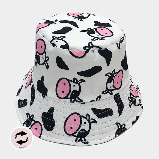 HATEGORY Reversible Cow Patterned Bucket Hat