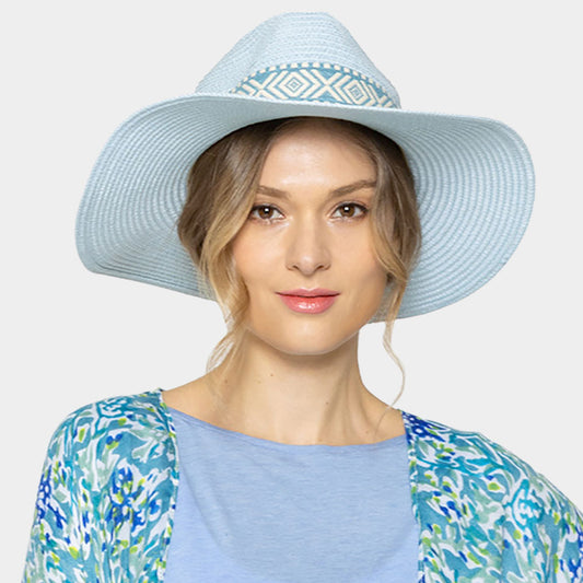 HATEGORY Aztec Band Straw Panama Sun Hat