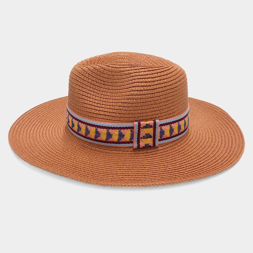 HATEGORY Aztec Band Straw Panama Sun Hat