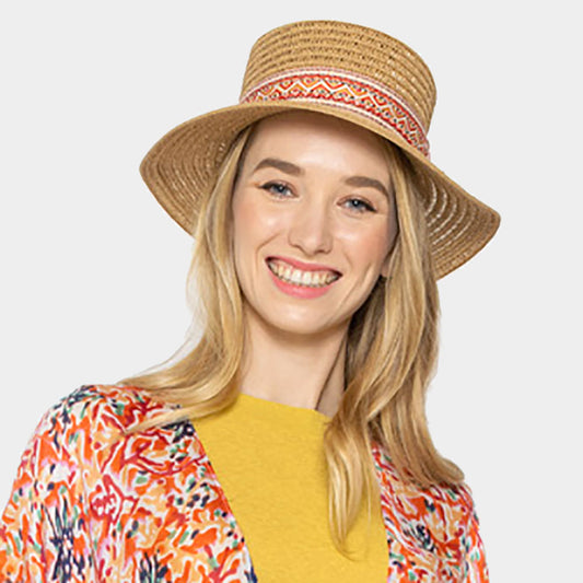 HATEGORY Colorful Aztec Band Boater Hat