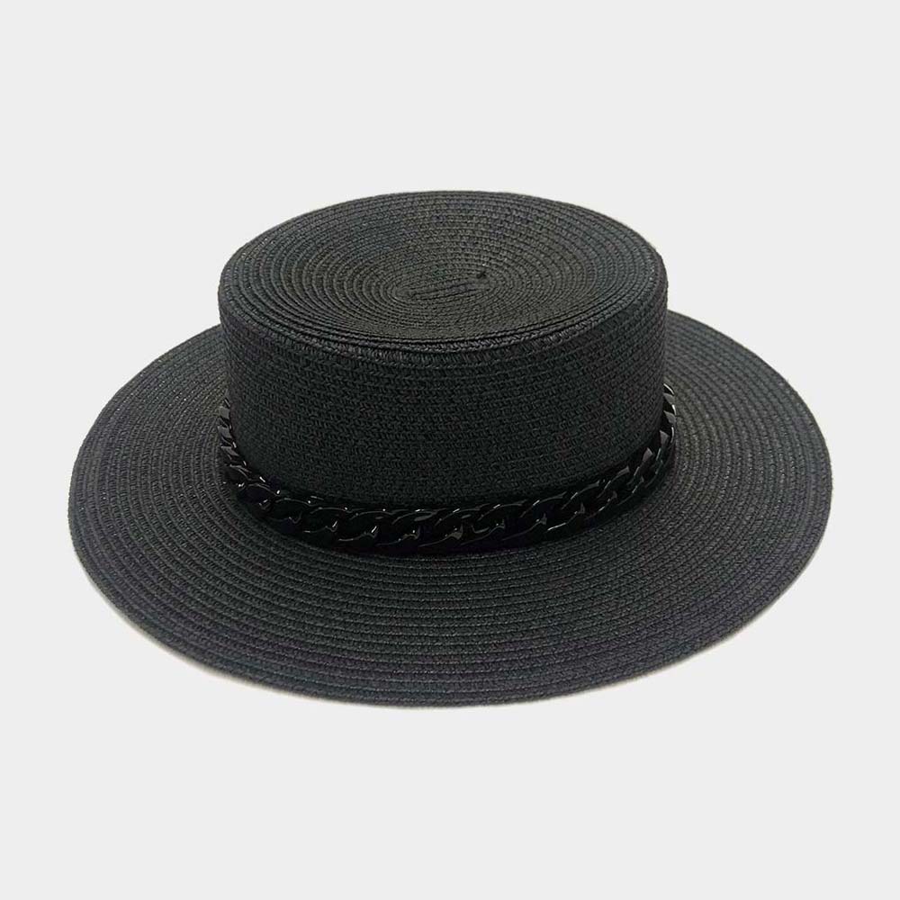 HATEGORY Colored Chain Band Panama Sun Hat