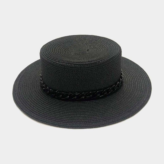 HATEGORY Colored Chain Band Panama Sun Hat