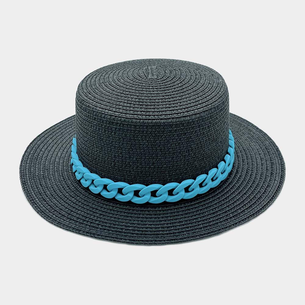 HATEGORY Colored Chain Band Panama Sun Hat