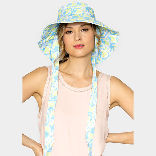 HATEGORY Watercolored Chin Tie Bucket Hat