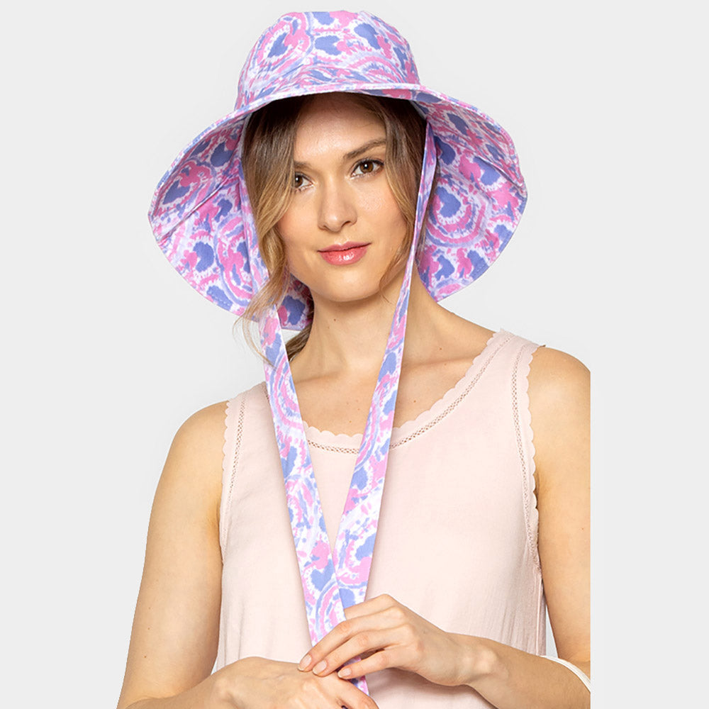 HATEGORY Watercolored Chin Tie Bucket Hat
