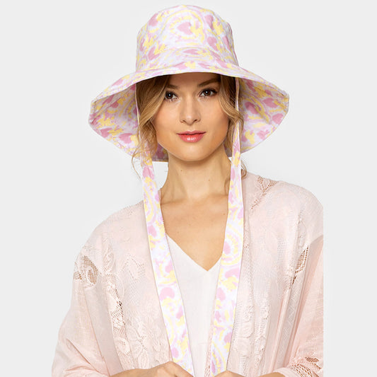 HATEGORY Watercolored Chin Tie Bucket Hat