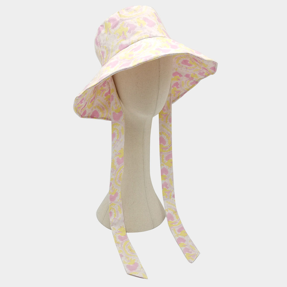 HATEGORY Watercolored Chin Tie Bucket Hat