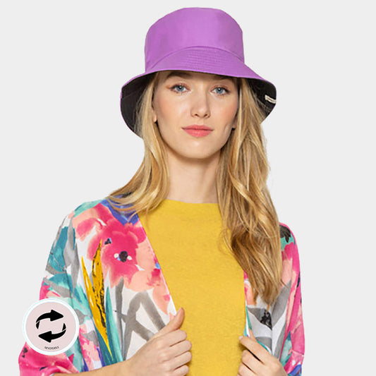 HATEGORY Solid Reversible Bucket Hat