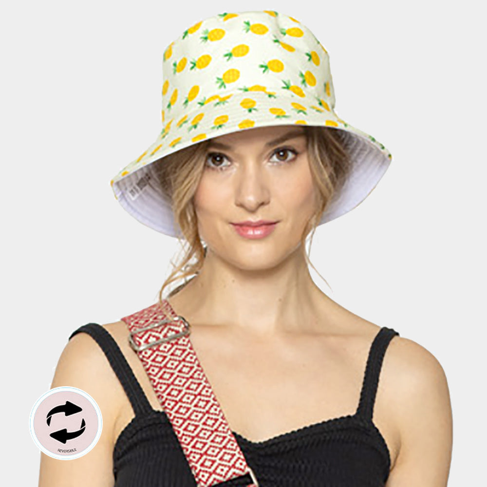 HATEGORY Pineapple Patterned Reversible Bucket Hat