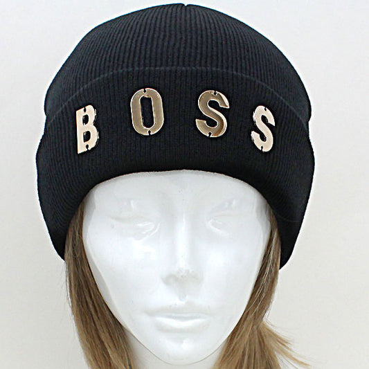 HATEGORY Gold Plated Boss Acrylic Beanie