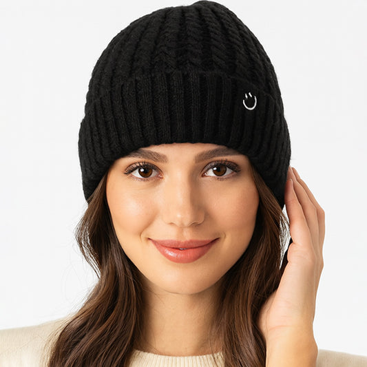 HATEGORY Fleece-Lined Ribbed Knit Winter Beanie Hat