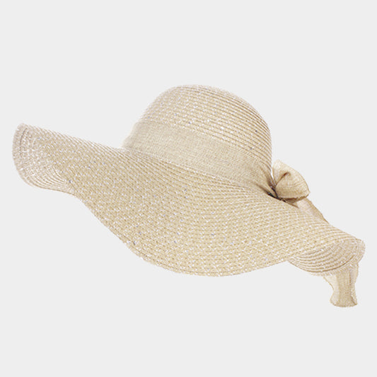 HATEGORY Bow Band Straw Floppy Sun Hat