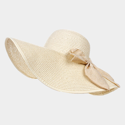 HATEGORY Bow Band Straw Floppy Sun Hat
