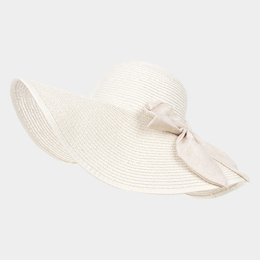 HATEGORY Bow Band Straw Floppy Sun Hat