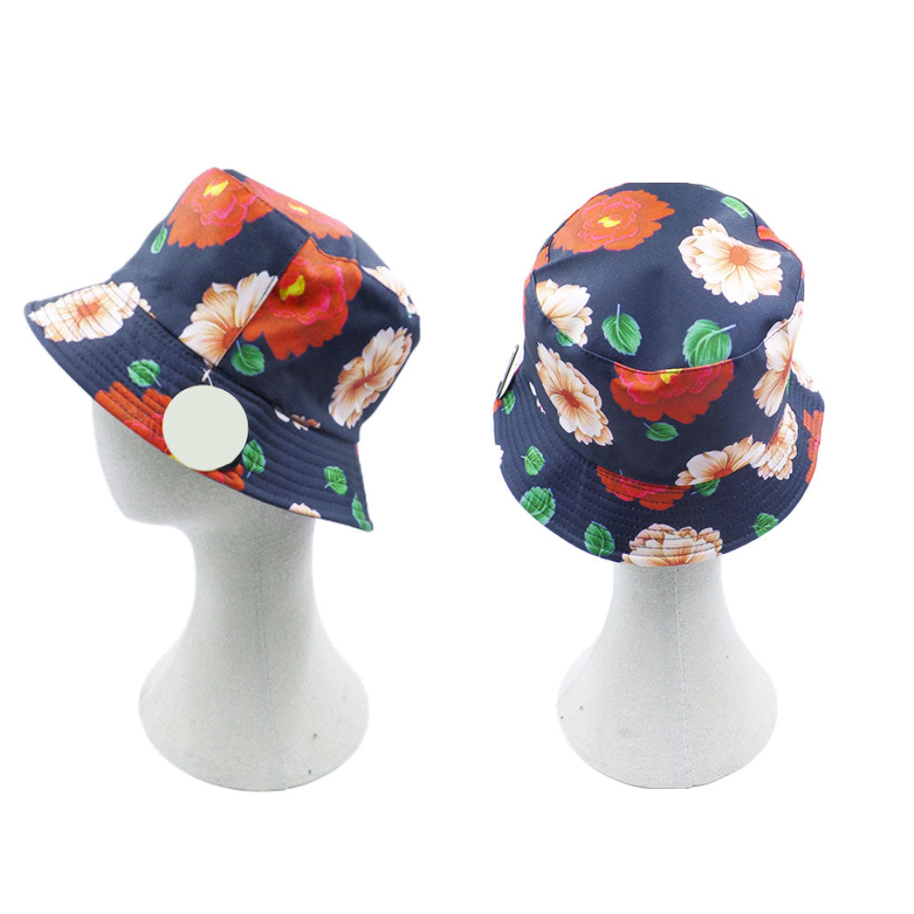 HATEGORY Reversible Flower Leaf Patterned Bucket Hat