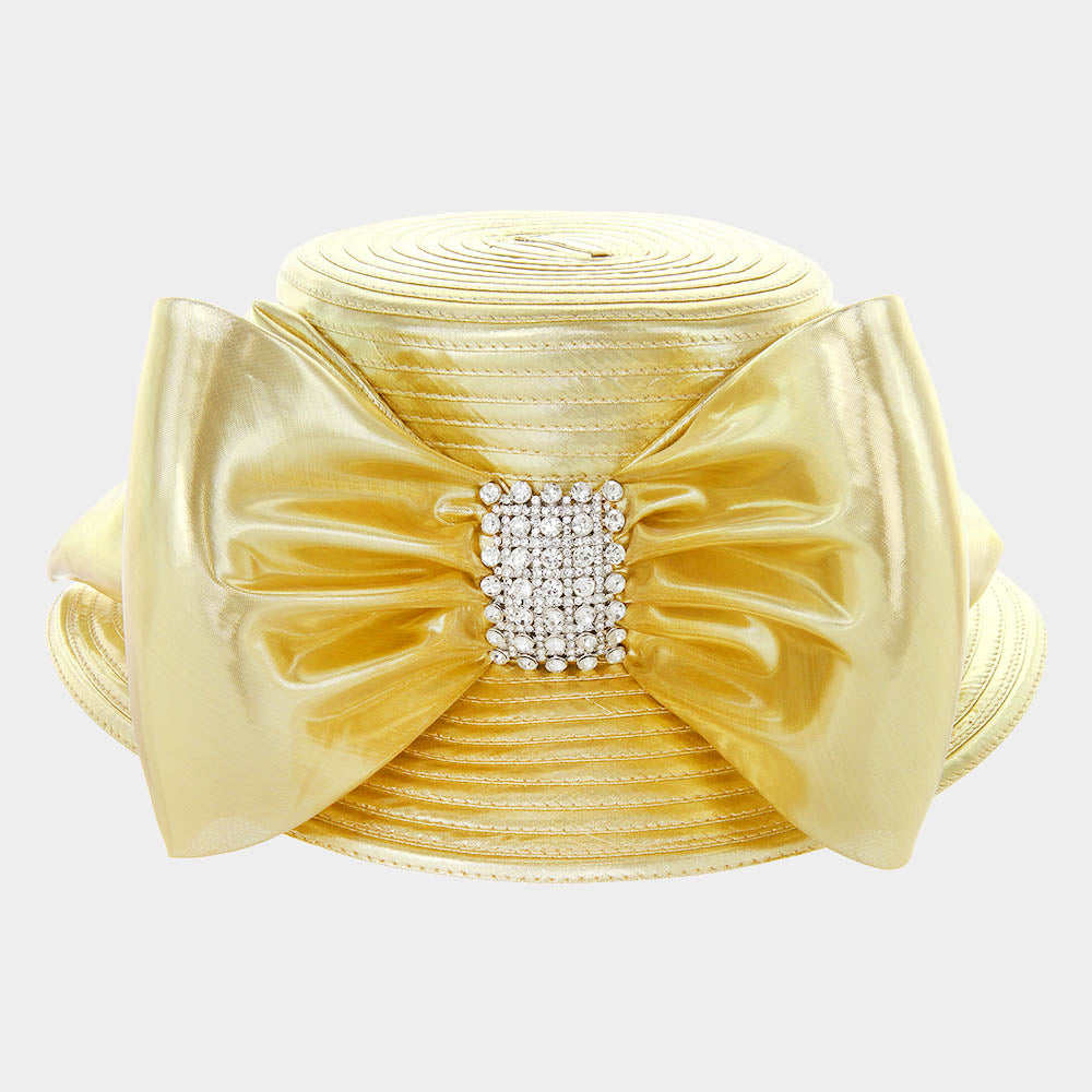 HATEGORY Braid Bow Stone Accented Hat