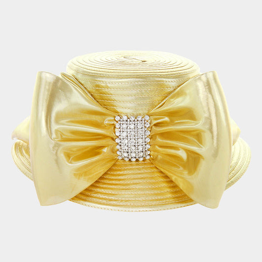 HATEGORY Braid Bow Stone Accented Hat