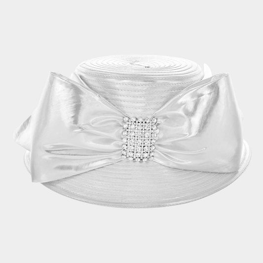 HATEGORY Braid Bow Stone Accented Hat