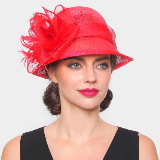 HATEGORY Small Brim Loop Sinamay Tea Hat With Adjustable Band