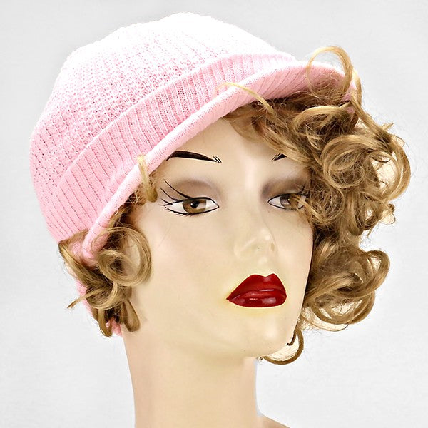 HATEGORY Ribbed Knit Fold Over Visor Hat
