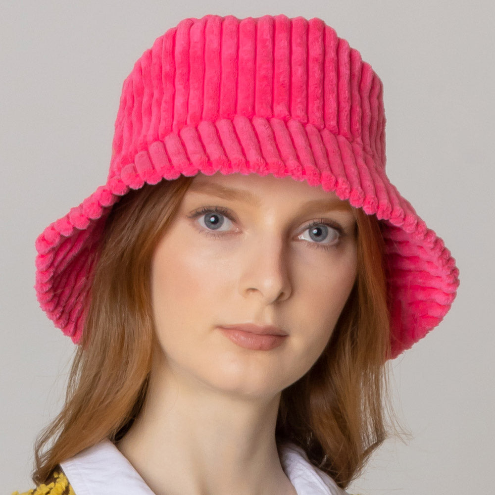 HATEGORY Solid Corduroy Bucket Hat