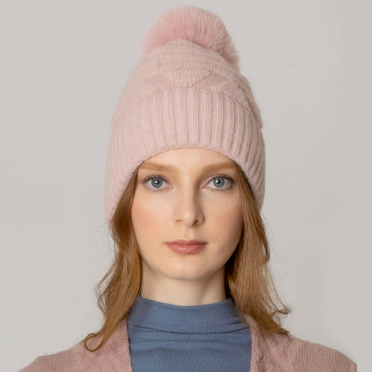 HATEGORY Pom Pom Furry Beanie Hat
