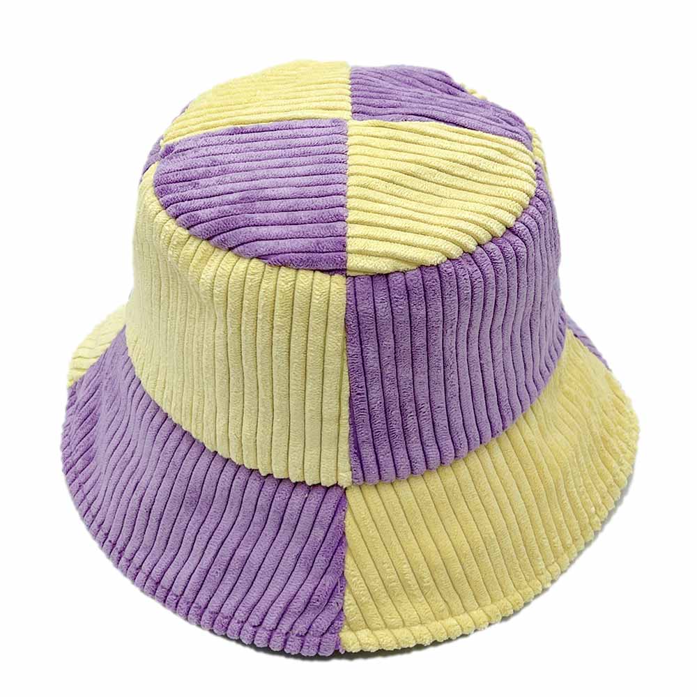 HATEGORY Color Block Corduroy Bucket Hat