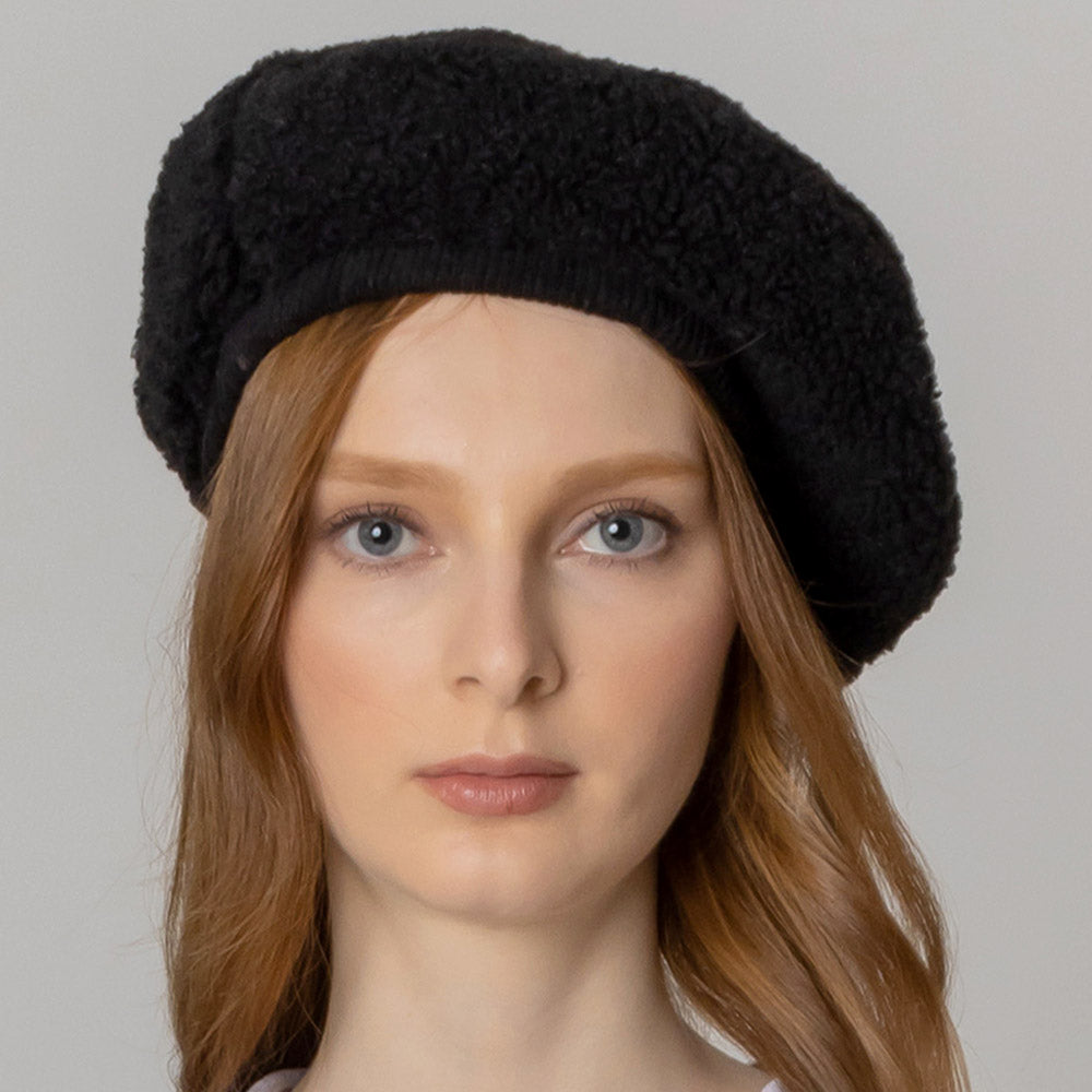 HATEGORY Solid Sherpa Beret Hat