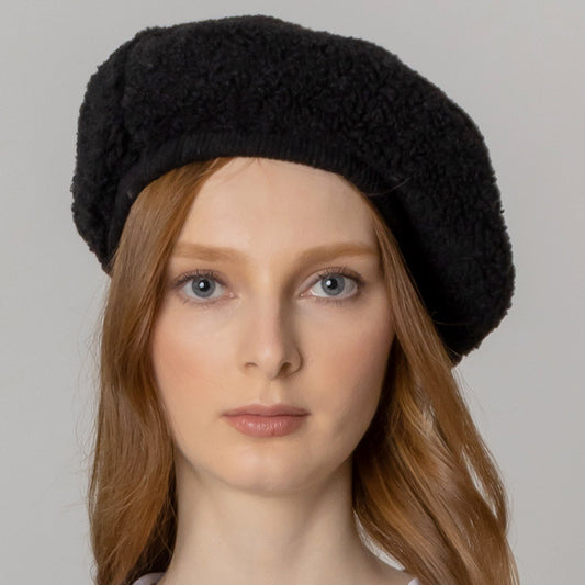 HATEGORY Solid Sherpa Beret Hat