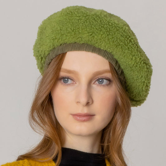 HATEGORY Solid Sherpa Beret Hat