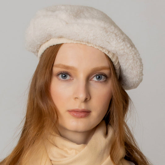 HATEGORY Solid Sherpa Beret Hat