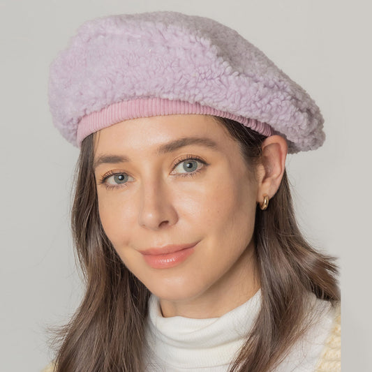 HATEGORY Solid Sherpa Beret Hat