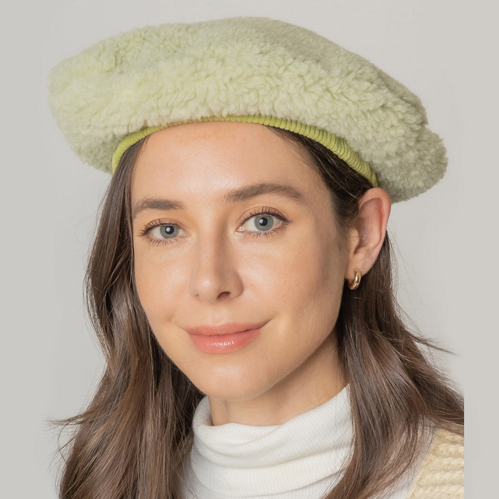 HATEGORY Solid Sherpa Beret Hat