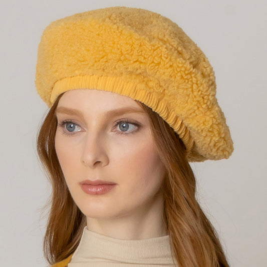 HATEGORY Solid Sherpa Beret Hat
