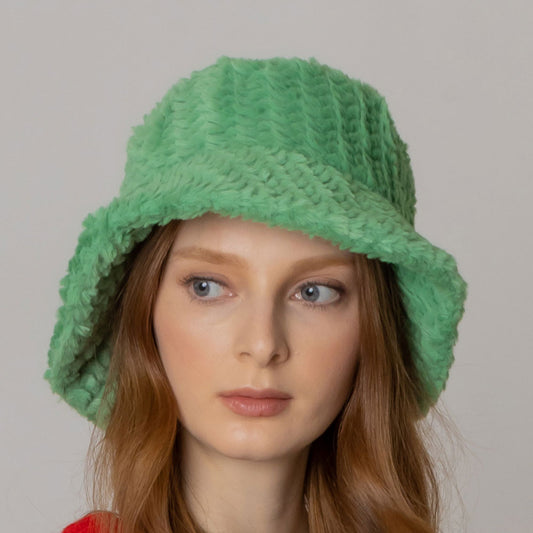 HATEGORY Fuzzy Faux Fur Bucket Hat